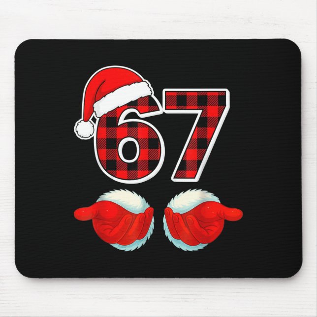 Mousepad 67 Meme Funny Christmas Red Plaid Xmas Pajamas Sla (Frente)