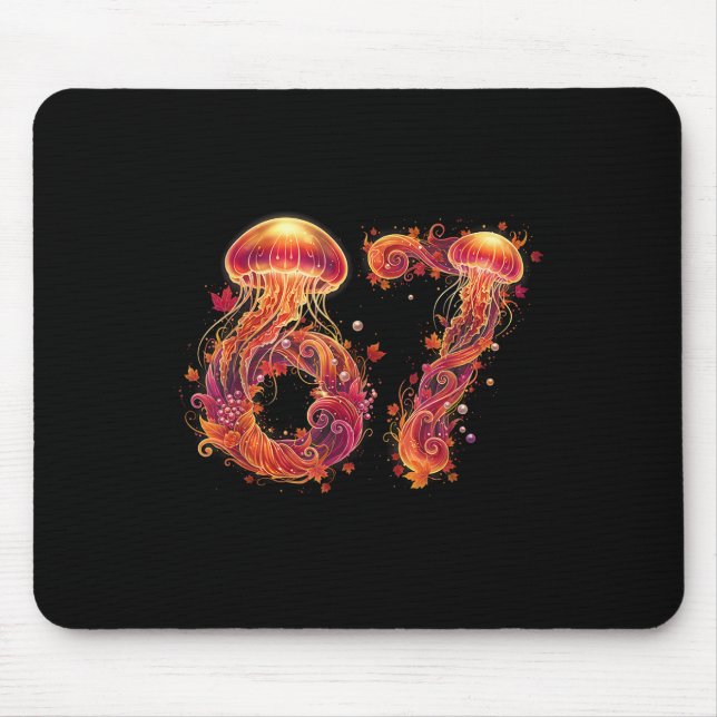 Mousepad 67 Meme Seis Sete 6 7 Água-Viva Mar Retro Oceano T (Frente)