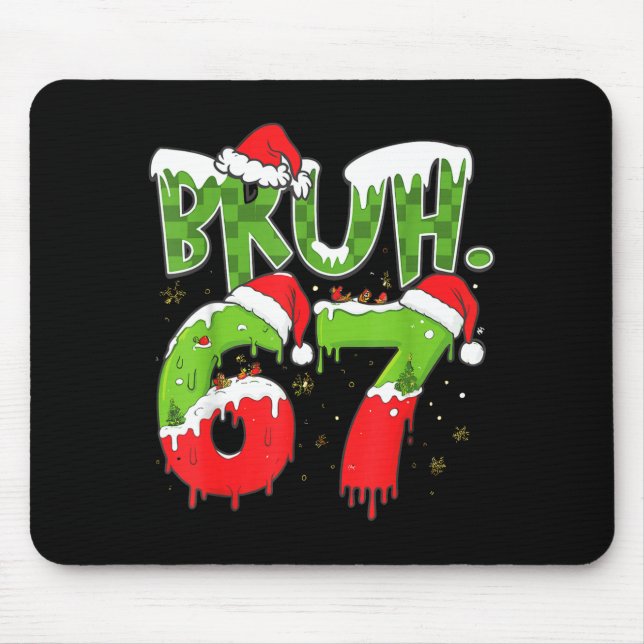Mousepad 67 Meme Seis Sete Bruh Número Divertido Natal  (Frente)