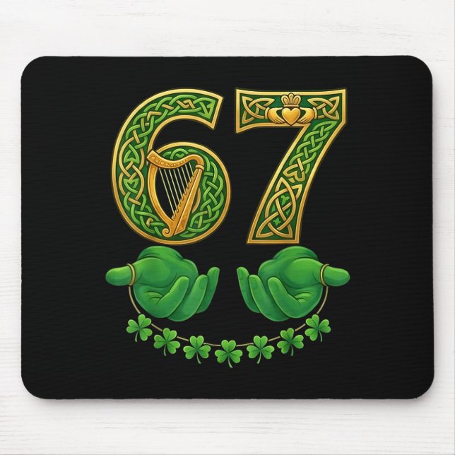Mousepad 67 Meme Shamrocks Seis Sete Shamrocks 6-7 St Patri (Frente)