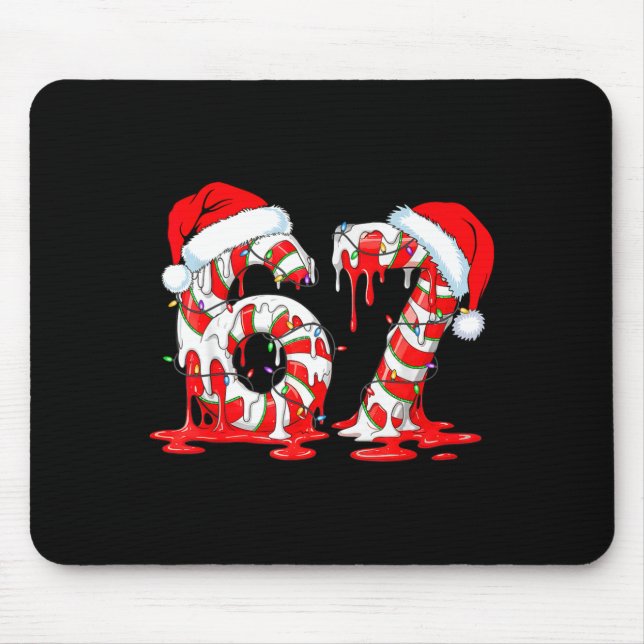 Mousepad 67 Meme Six Seven Candy Canes Drip Christmas Pajam (Frente)