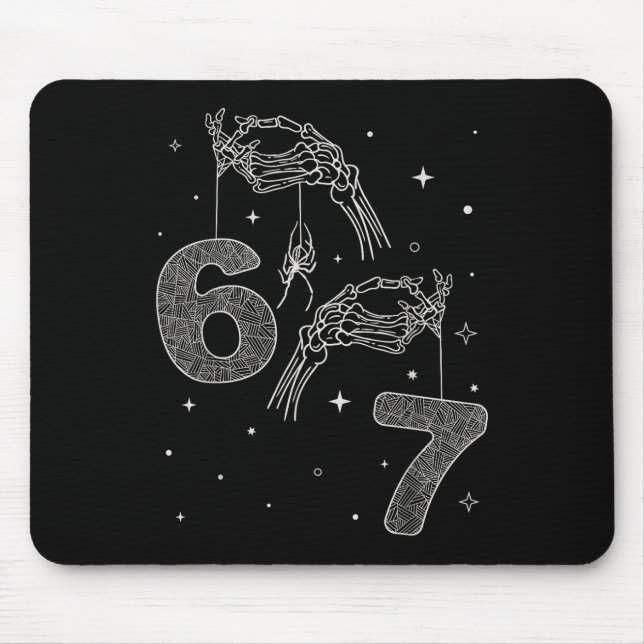 Mousepad 67 Meme Skeleton Hand Funny Halloween Six Seven Te (Frente)