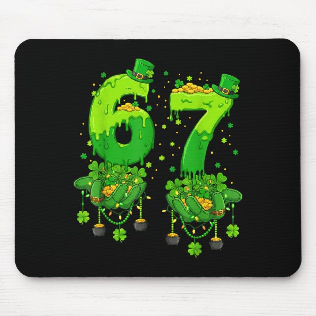Mousepad 67 Meme Trevos de São Patrício Seis Sete Trevo 6-7 (Frente)