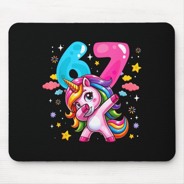 Mousepad 67 Meme Unicorn For Girls Six Seven Meme Brainrot  (Frente)