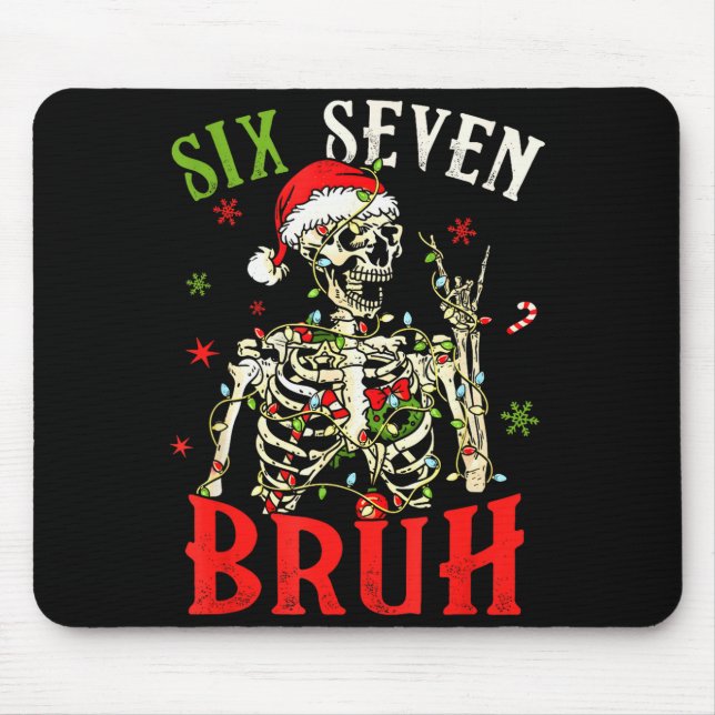 Mousepad 67 Natal Divertido Seis Sete Bruh Meme Esqueleto S (Frente)