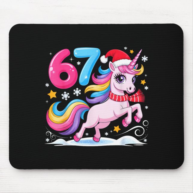 Mousepad 67 Natal Unicórnio Fofo Seis Sete Meme 6 7 Chris (Frente)