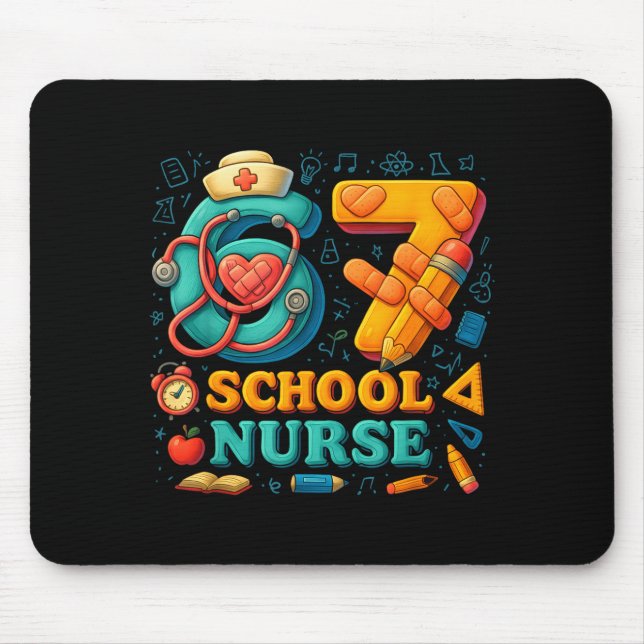 Mousepad 67 Nurse Days Funny Medical Back To School  (Frente)