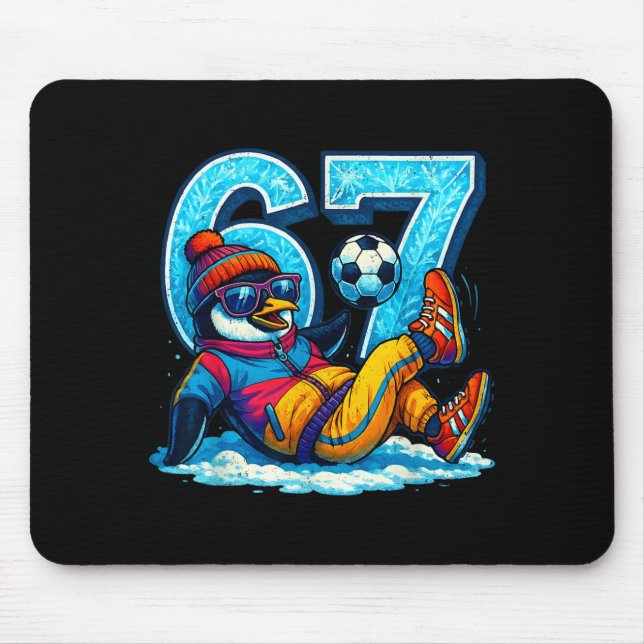 Mousepad 67 Penguin Soccer Funny Winter Meme Gift  (Frente)