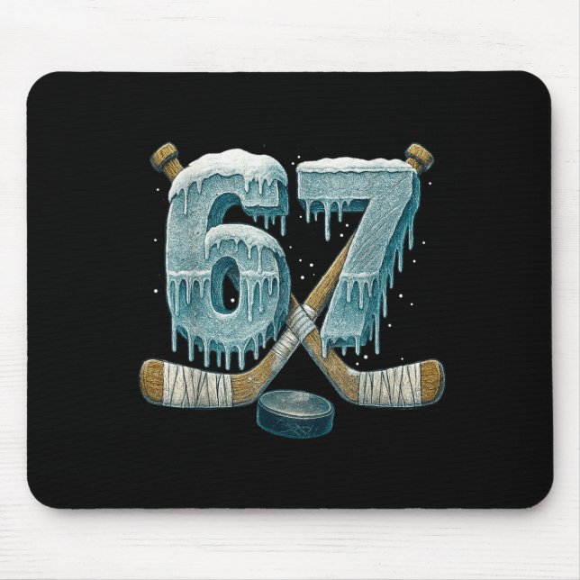 Mousepad 67 Seis Sete Hóquei Gotejamento Número Engraçado 6 (Frente)