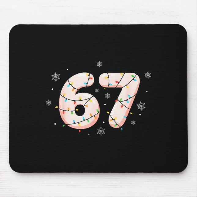 Mousepad 67 Seis Sete Meme Gen Alfa Gíria Luzes de Natal (Frente)