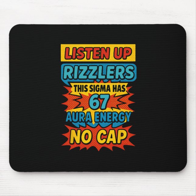 Mousepad 67 Six Seven 6 7 Design de Meme Engraçado 6 7 Sigm (Frente)