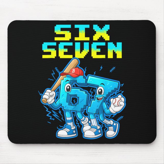 Mousepad 67 Six Seven 6-7 - Funny Italian Brainrot Kids Bas (Frente)