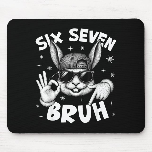 Mousepad 67 Six Seven Bruh Cute Bunny Face With Sungles Eas (Frente)