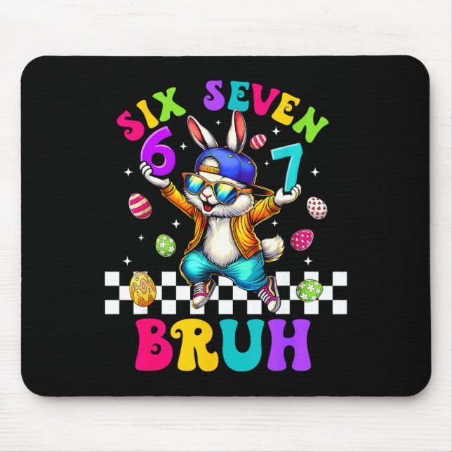 Mousepad 67 six seven funny bunny sunglasses rabbit happy (Frente)