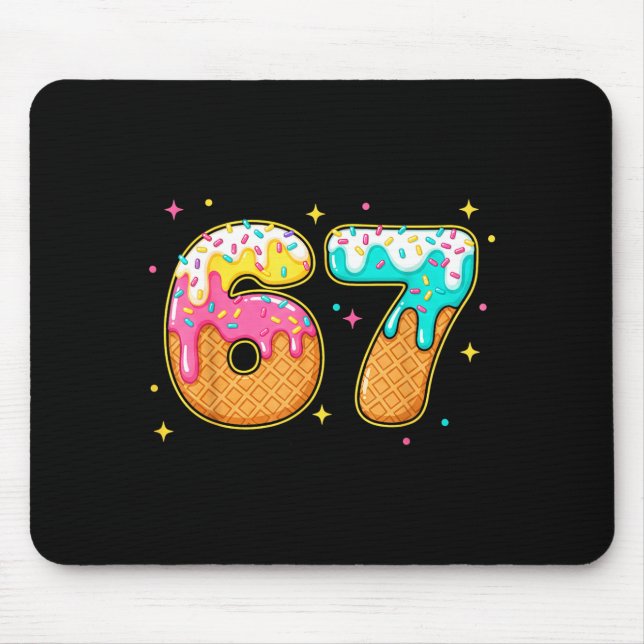 Mousepad 67 Sorvete Drip Meme Six Seven Gíria Gen Alpha  (Frente)