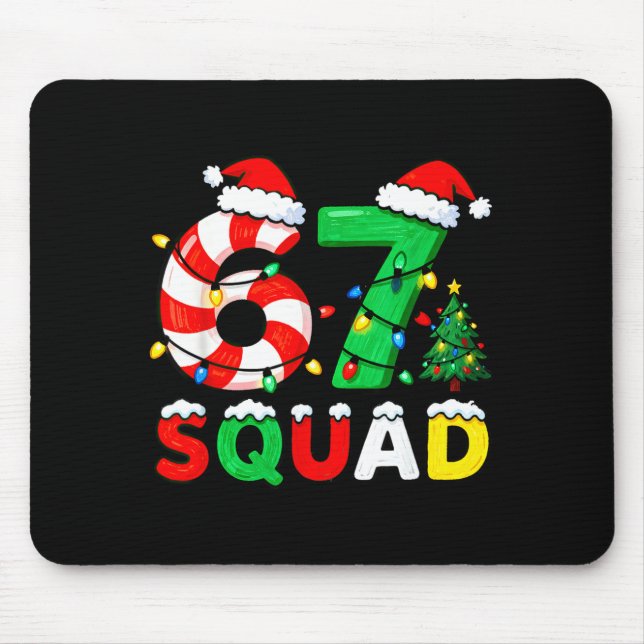 Mousepad 67 Squad Christmas Candy Cane Six Seven Meme Xmas  (Frente)