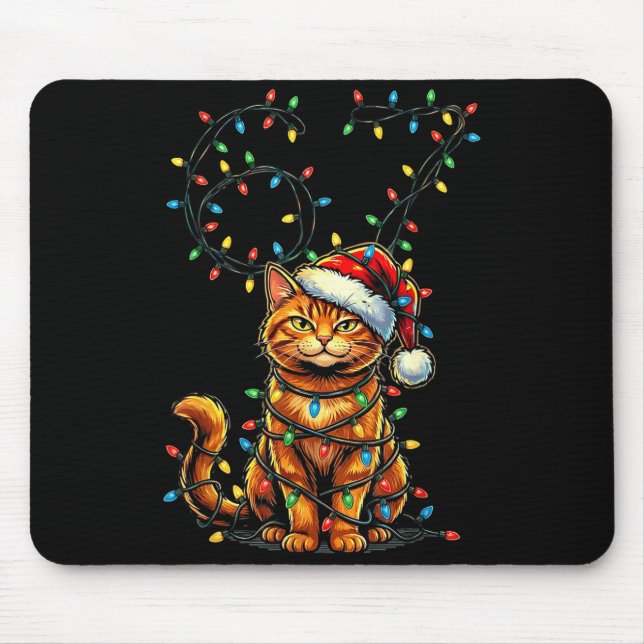 Mousepad 67 Tabby Orange Cat Christmas Santa Hat Six Seven  (Frente)