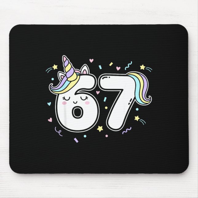 Mousepad 67 Unicorn Six Seven 6-7 Meme  (Frente)