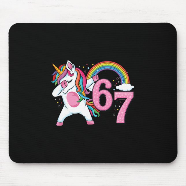 Mousepad 67 Unicórnio Dabbing Para Meninas Seis Sete Meme C (Frente)