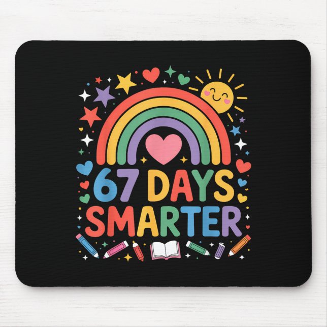 Mousepad 67th Day Of School Meme 67 Days Smarter Rainbow Ki (Frente)