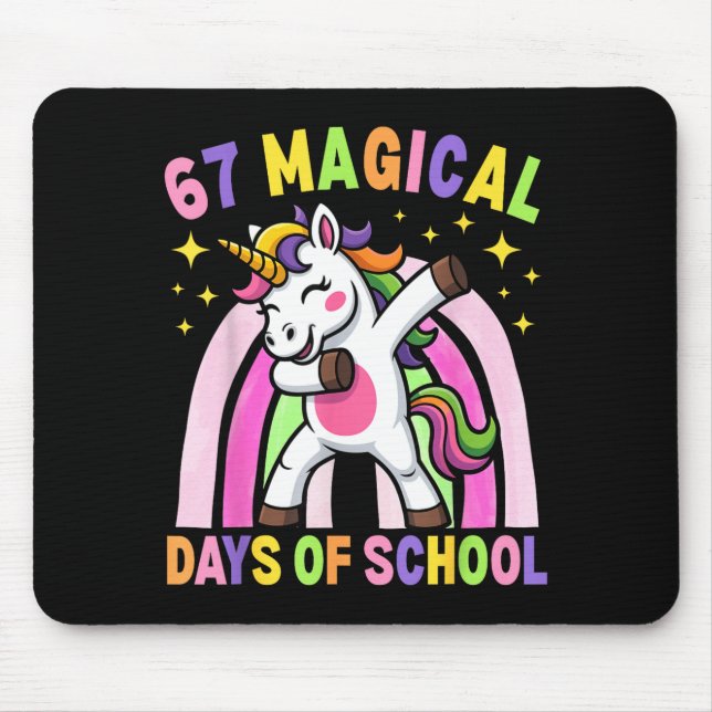 Mousepad 67th Day Of School Unicorn 67 Magical Days Teacher (Frente)