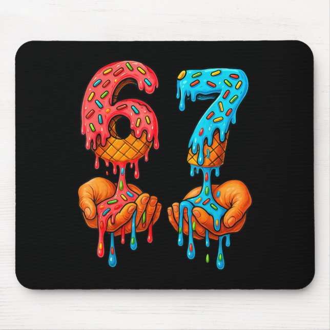 Mousepad 6 7 Meme Ice Cream Drip Funny Gen Alpha Slang  (Frente)