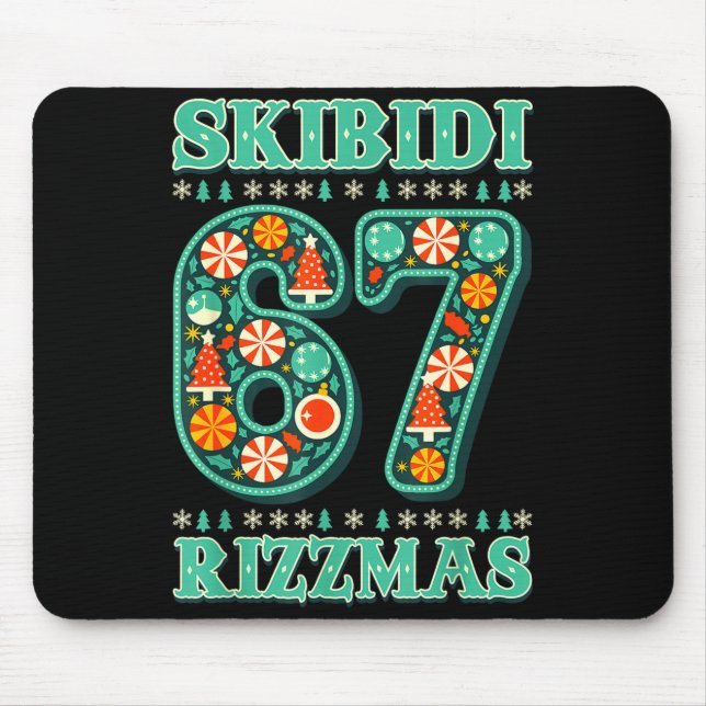 Mousepad 6 7 Natal Skibidi Rizzmas 67 Meme Gen Alpha Sl (Frente)