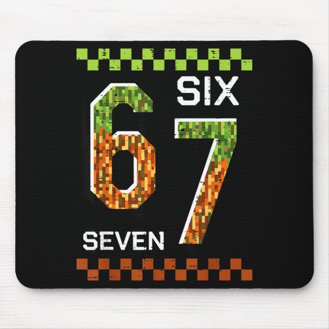 Mousepad 6 7 seis sete pixel jogos divertido meme 67 menino (Frente)