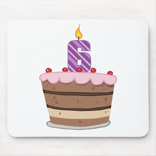 Mousepad 6 anos no Bolo de Aniversário (Frente)