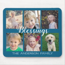 Mousepad 6 Blessings de Colagem de Fotografias Azul