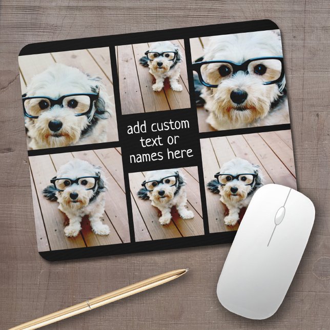 Mousepad 6 Colagem de fotos - você pode mudar a cor de fund (Personalized Mousepad - Add Your Photos and Text)