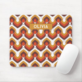 Mousepad 70s Bold Retro Modern Motif in Orange & Brown