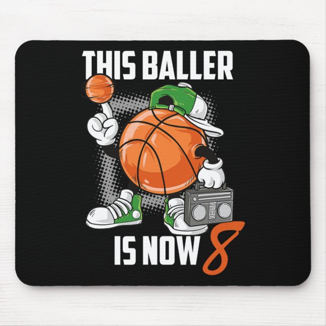 Mousepad 8º Aniversário do Jogador de Basquete Divertido 8  (Frente)