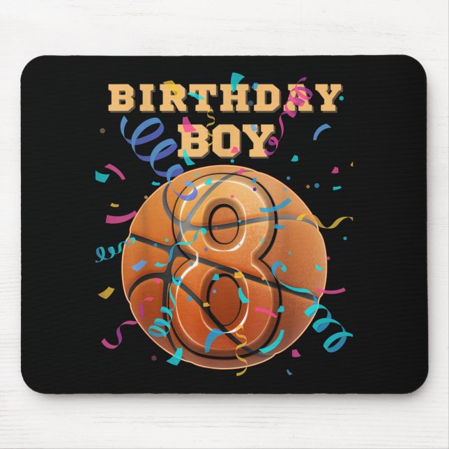 Mousepad 8º Aniversário Jogada de Basquete com Oito Anos (Frente)