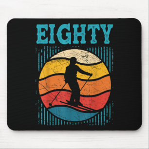Mousepad 80 Birthday Retro Ski Skiing Homens De 80 Anos