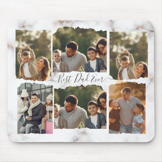 Mousepad 8 Foto: Amor Moderno da Família Collage Elegante (Frente)