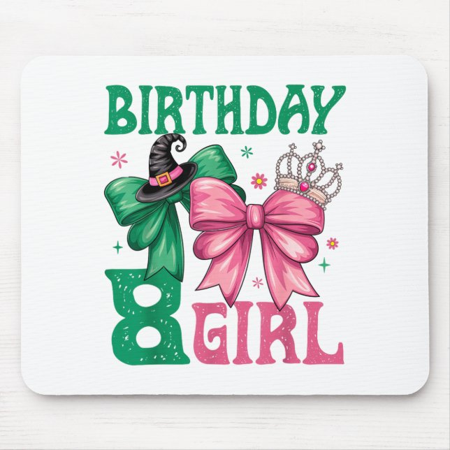 Mousepad 8th Birthday Girl Witch Nk Green 8 Year Old Birthd (Frente)