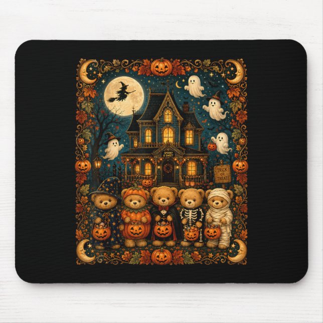 Mousepad 90s Bears Halloween Humorous Vintage Haunted (Frente)