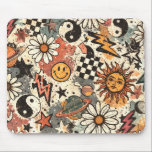 Mousepad 90s Happy Faces Sun Flowers Pattern<br><div class="desc">A fun retro 90s pattern featuring cheerful happy faces, bright flowers, and sunny icons in a playful repeating design. Inspired by nostalgic 1990s style, this pattern uses bold shapes and upbeat imagery to create a colorful and joyful look. Perfect for products like wrapping paper, stationery, fabric designs, accessories, and more....</div>