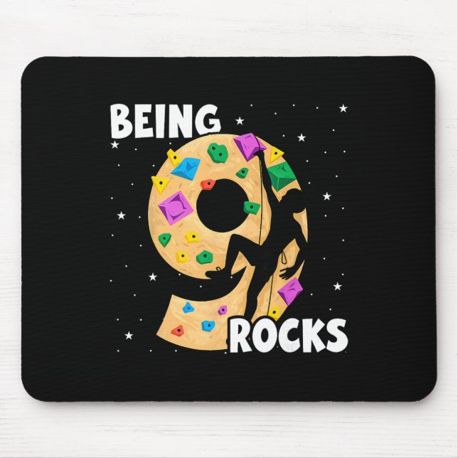 Mousepad 9 Year Old Rock Climbing 9th Birthday Adventures C (Frente)