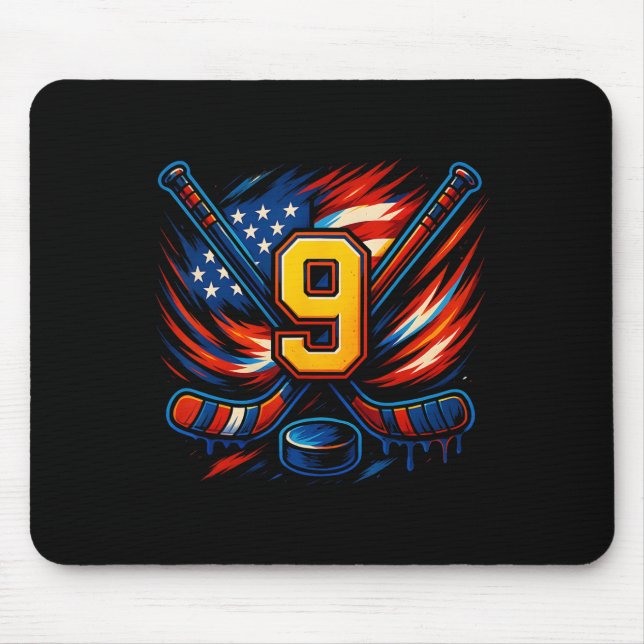 Mousepad 9th Birthday Ice Hockey Boys Nine Hockey Birthday  (Frente)