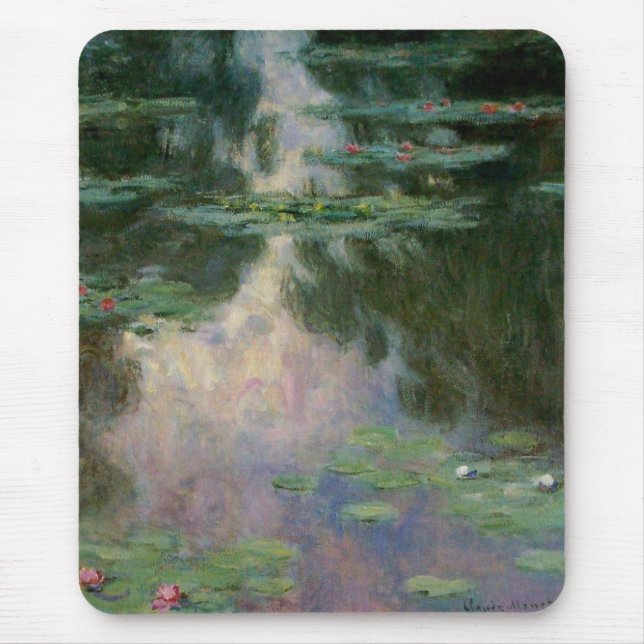Mousepad A ÁGUA ESTÁ EM PINK VERDE POND, por Claude Monet (Frente)