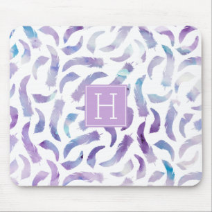 Mousepad A aguarela empluma-se o teste padrão e o monogram