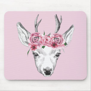 Mousepad A aguarela floresce cervos