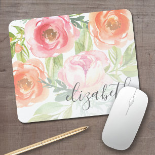 Mousepad A aguarela pintada floresce o nome da caligrafia