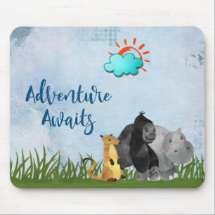 Mousepad A aventura espera animais da selva do safari da