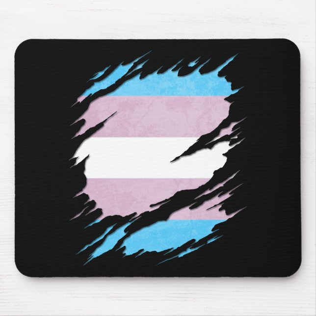 Mousepad A bandeira do orgulho do Transgender rasgada (Frente)