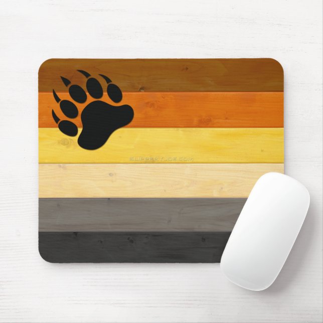 Mousepad A bandeira do Orgulho Urso de SlipperyJoe madeira  (Com mouse)