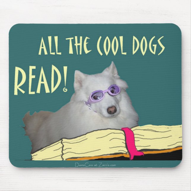Mousepad A biblioteca - Samoyed - cães legal leu a (Frente)