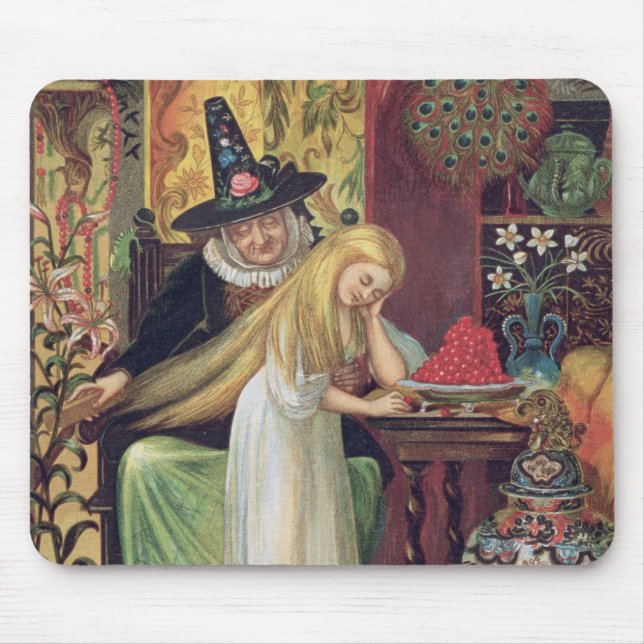Mousepad A bruxa idosa que penteia o cabelo de Gerda com um (Frente)
